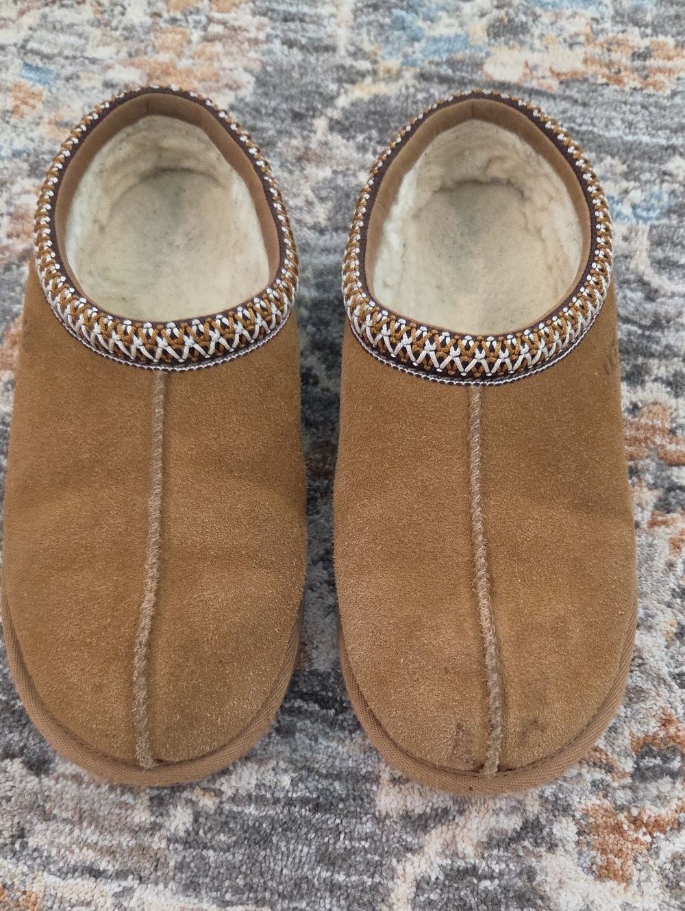 Womens UGG Suede Slip-On Slippers in Brown